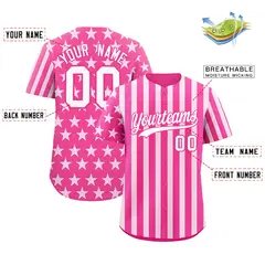 Pink White American Flag Graffiti Baseball Jersey 2