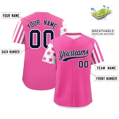 Pink White American Flag Raglan Baseball Jersey 2