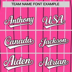 Pink White and Black Bi-Color Stripes Baseball Jersey 3