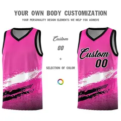 Pink White and Black Graffiti Basketball Jersey 3
