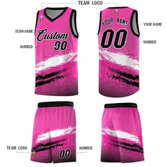 Pink White and Black Graffiti Basketball Jersey 5