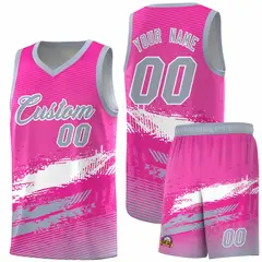 Pink White and Gray Graffiti Basketball Jersey 1