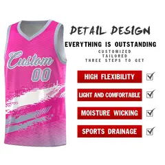Pink White and Gray Graffiti Basketball Jersey 2