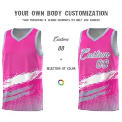 Pink White and Gray Graffiti Basketball Jersey 3