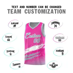 Pink White and Gray Graffiti Basketball Jersey 4