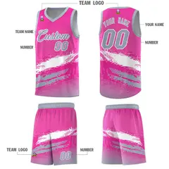 Pink White and Gray Graffiti Basketball Jersey 5
