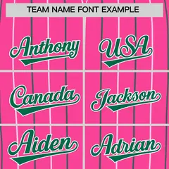 Pink White and Kelly Green Bi-Color Stripes Baseball Jersey 3