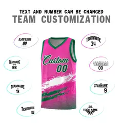 Pink White and Kelly Green Graffiti Basketball Jersey 4
