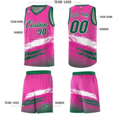 Pink White and Kelly Green Graffiti Basketball Jersey 5
