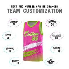 Pink White and Neon Green Graffiti Basketball Jersey 4