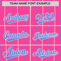 Pink White and Powder Blue Bi-Color Stripes Baseball Jersey 3