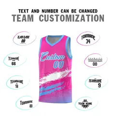 Pink White and Powder Blue Graffiti Basketball Jersey 4