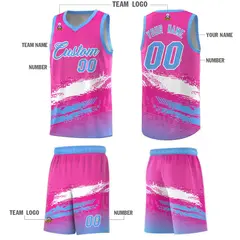 Pink White and Powder Blue Graffiti Basketball Jersey 5