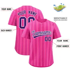 Pink White and Purple Bi-Color Stripes Baseball Jersey 2