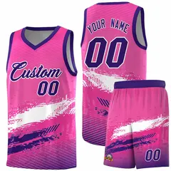 Pink White and Purple Graffiti Basketball Jersey 1