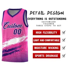 Pink White and Purple Graffiti Basketball Jersey 2