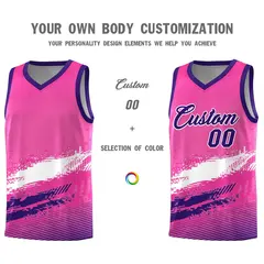 Pink White and Purple Graffiti Basketball Jersey 3
