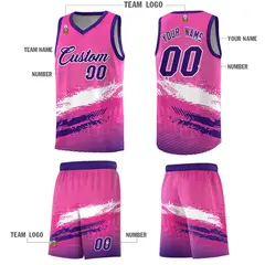 Pink White and Purple Graffiti Basketball Jersey 5