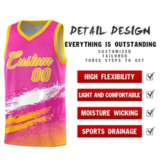 Pink White and Yellow Graffiti Basketball Jersey 2