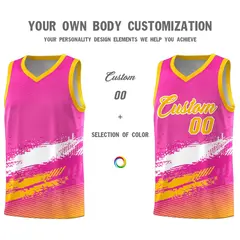 Pink White and Yellow Graffiti Basketball Jersey 3