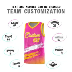 Pink White and Yellow Graffiti Basketball Jersey 4
