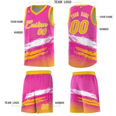 Pink White and Yellow Graffiti Basketball Jersey 5