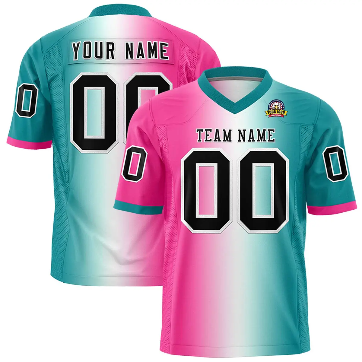 Pink White-Aqua Gradient Fashion Authentic Football Jersey