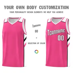 Pink-White Basketball Jersey 3
