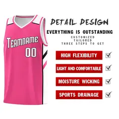 Pink-White Basketball Jersey 4