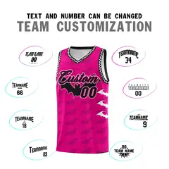 Pink White Black Bat Pattern Halloween Basketball Jersey 4