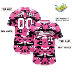 Pink White Black Camo Authentic Baseball Jersey 2
