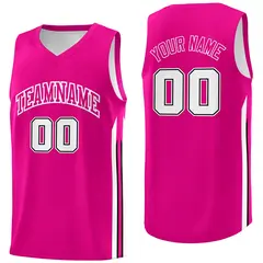 Pink White-Black Classic Breathable Basketball Jersey