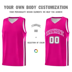 Pink White-Black Classic Breathable Basketball Jersey 3