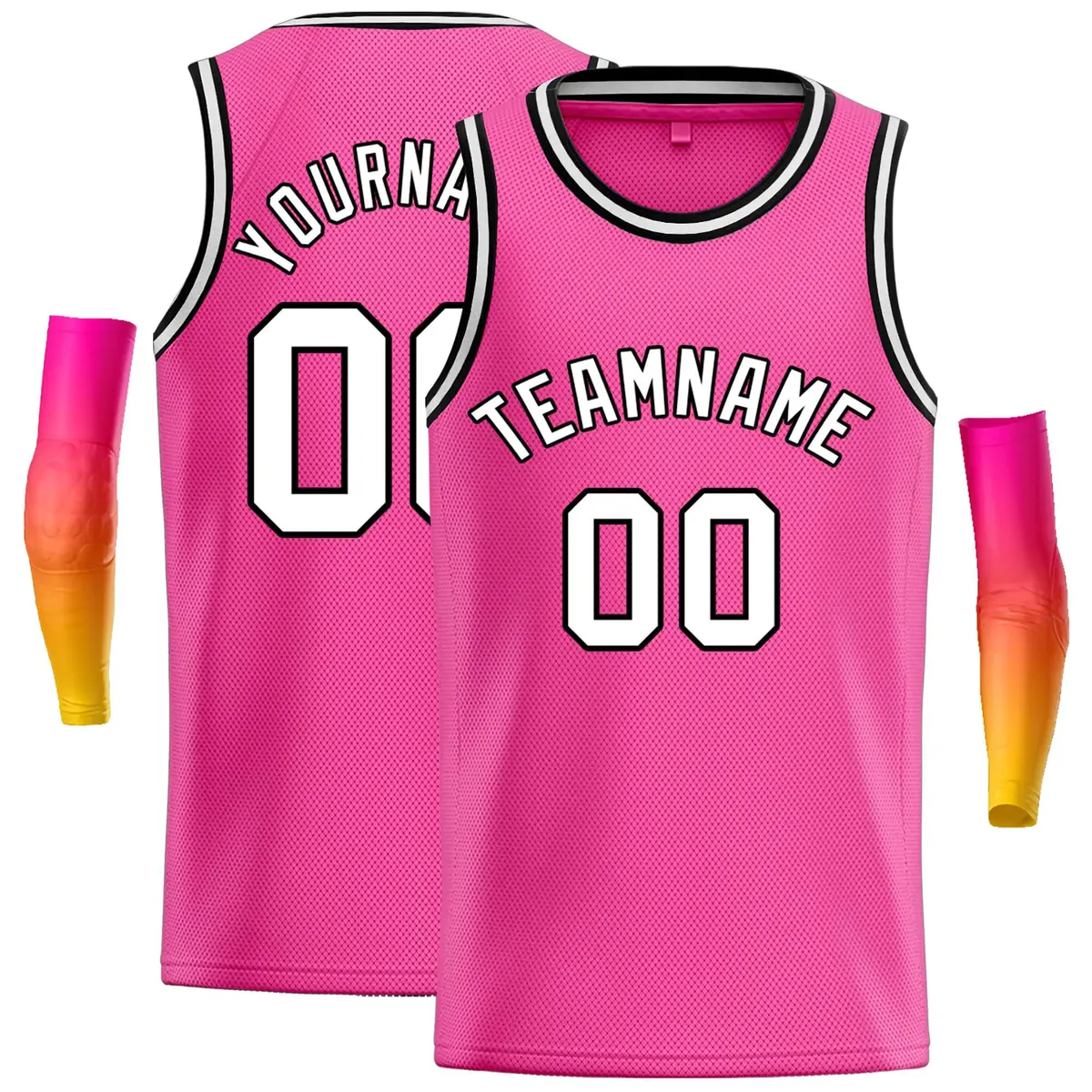 Pink White-Black Classic Casual Basketball Jersey