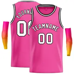 Pink White-Black Classic Casual Basketball Jersey 1