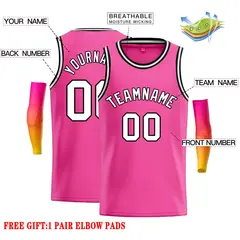 Pink White-Black Classic Casual Basketball Jersey 2