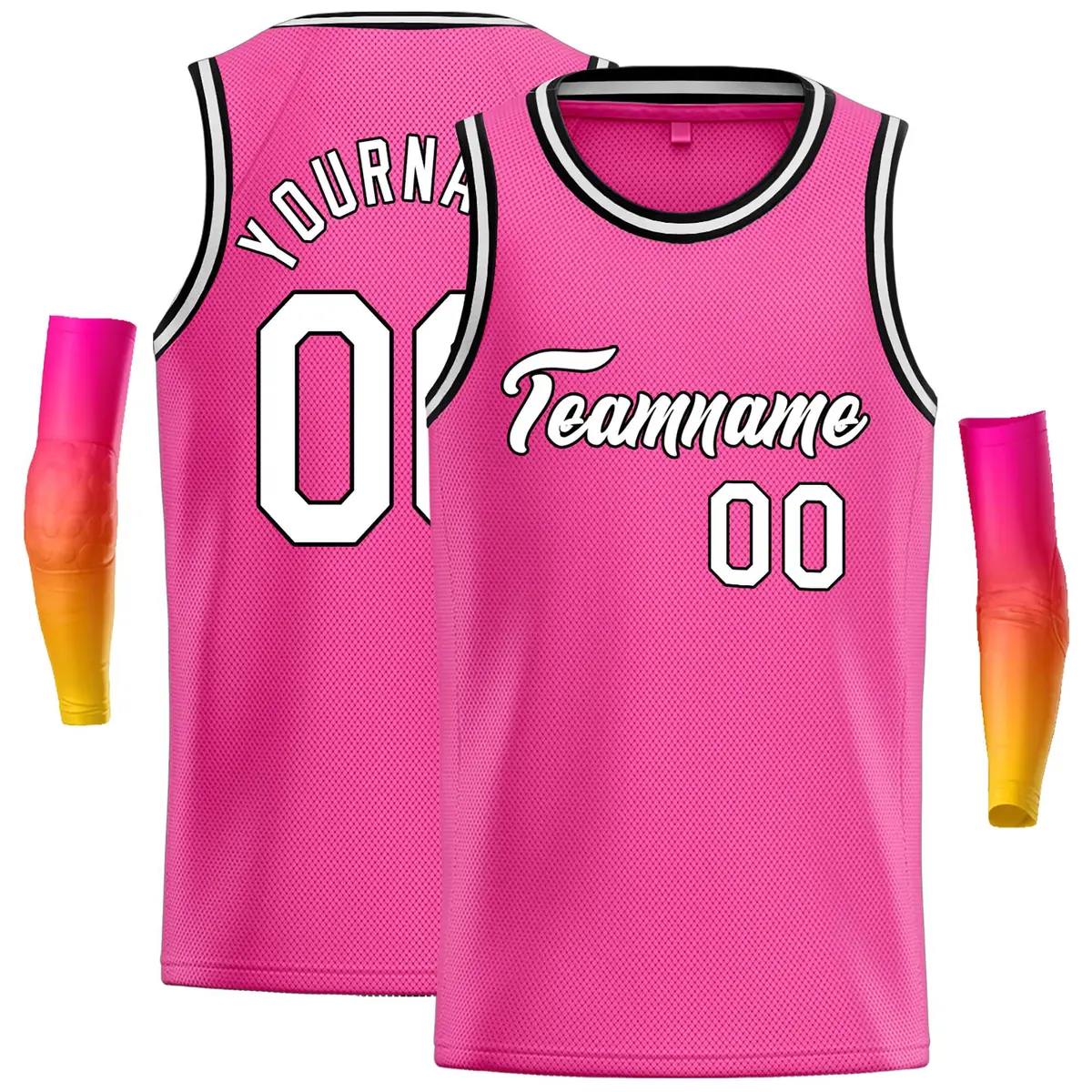 Pink White-Black Classic Casual Basketball Jersey