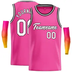 Pink White-Black Classic Casual Basketball Jersey 1