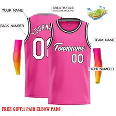 Pink White-Black Classic Casual Basketball Jersey 2