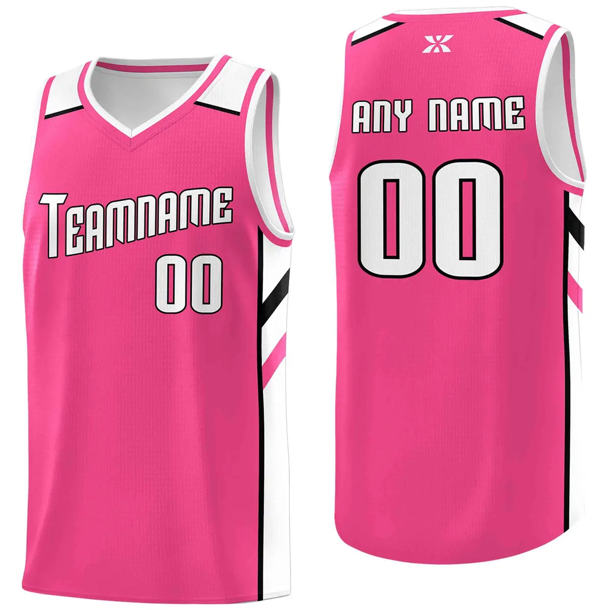 Pink White-Black Classic Mesh Sport Basketball Jersey
