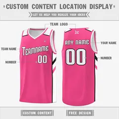 Pink White-Black Classic Mesh Sport Basketball Jersey 2