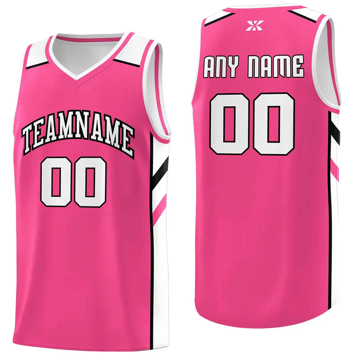 Pink White-Black Classic Mesh Sport Basketball Jersey