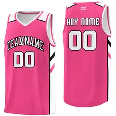 Pink White-Black Classic Mesh Sport Basketball Jersey