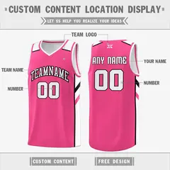 Pink White-Black Classic Mesh Sport Basketball Jersey 2
