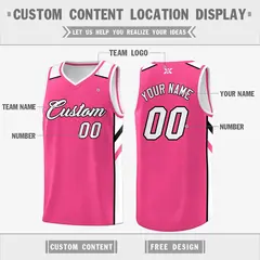 Pink White-Black Classic Mesh Sport Basketball Jersey 2