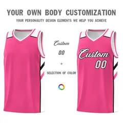Pink White-Black Classic Mesh Sport Basketball Jersey 3