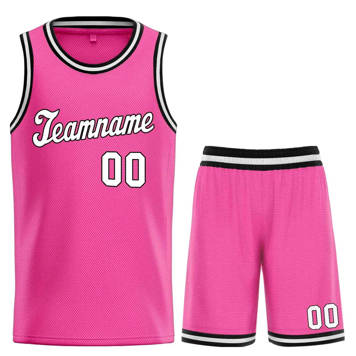 Pink White-Black Classic Sets Basketball Jersey