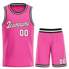 Pink White-Black Classic Sets Basketball Jersey 1