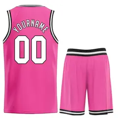 Pink White-Black Classic Sets Basketball Jersey 2