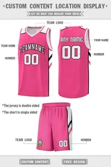 Pink White-Black Classic Sets Basketball Jersey 2